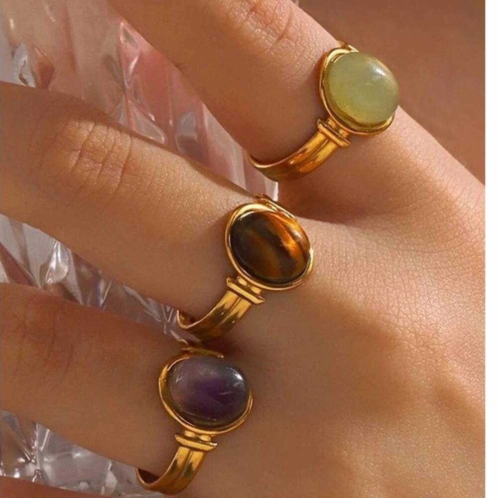 NEW JOSSLYN BY WALL TO WALL women's sunburst stone ring in jade